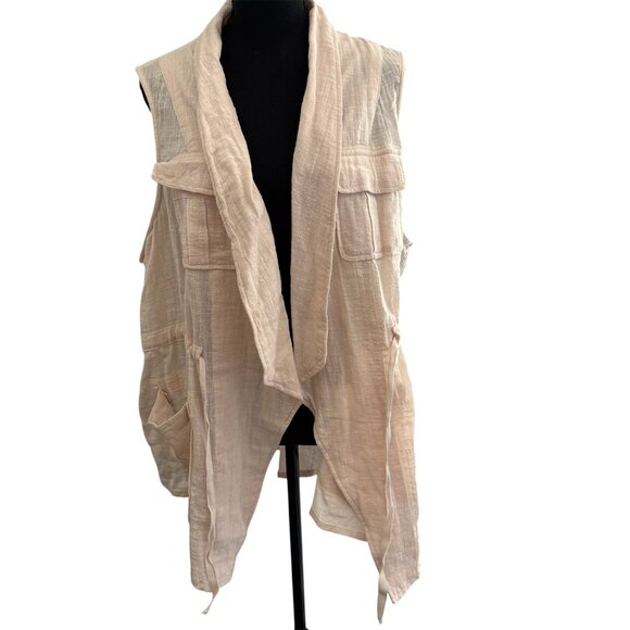 Torrid Vest Gauze Beige Pale Pink 3X Lightweight Utility Boho Beach Coastal - Picture 1 of 8